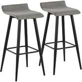 Ale 29" Bar Stool in Grey Fabric & Black Steel (Set of 2)